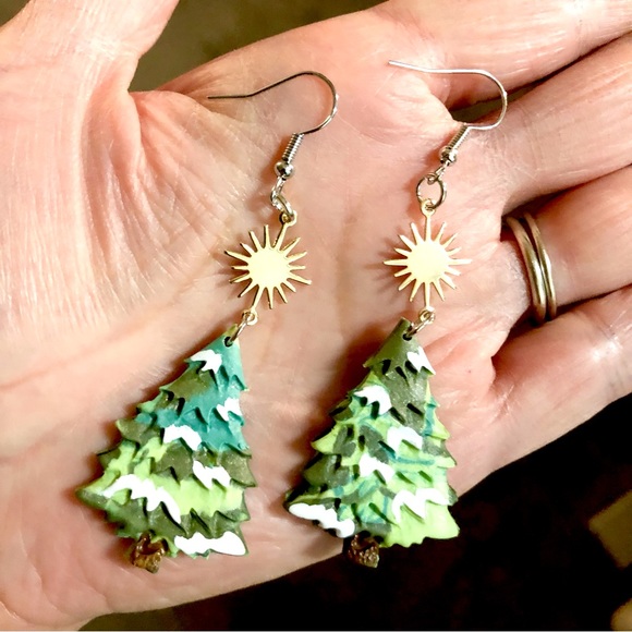 Jewelry - Handmade pine tree earrings